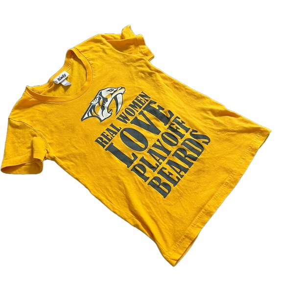 🌸RINKY YELLOW NASHVILLE PREDATORS PLAYOFF FITTED FULL LENGTH SHIRT SIZE SMALL - Picture 2 of 4